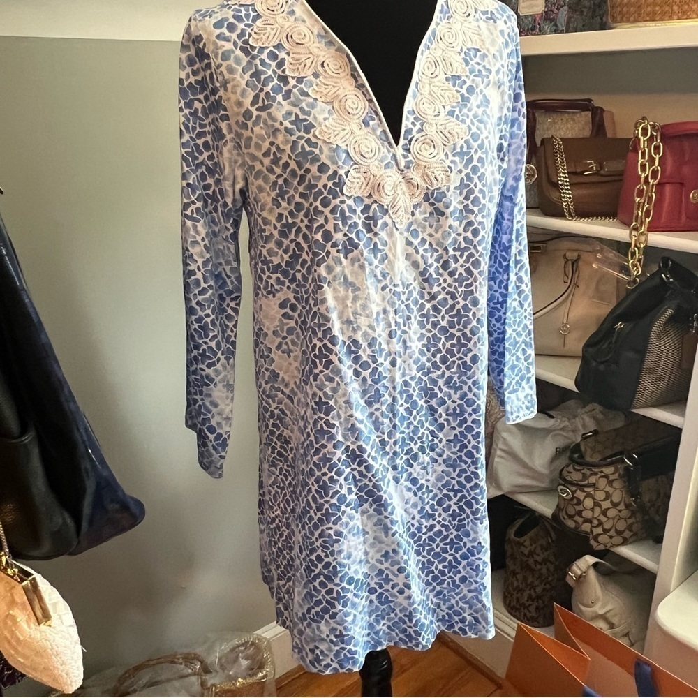 OSCAR DE LA RENTA
Printed Cotton Sateen Sleepshirt, Blue - Picture 5 of 10